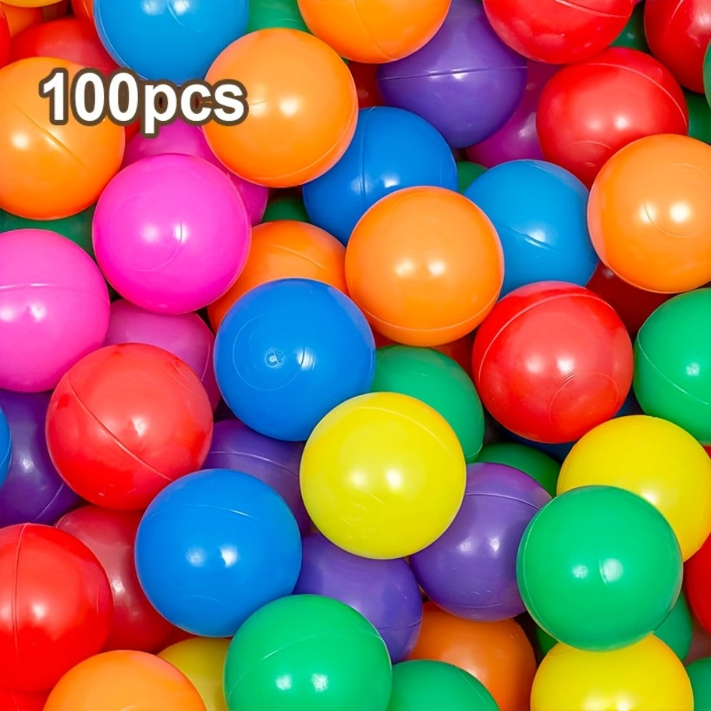 Colorful Plastic Ball Pit Balls for Kids – 100 or 200pcs Vibrant Mixed Color Balls for Ball Pools, Bounce Houses, Kids Pools & Game Houses | Perfect for Birthday Parties & Fun Gatherings
