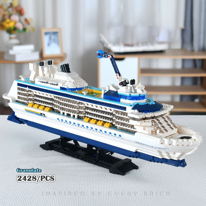 Cruise Ship Building Blocks Model 2428 Pcs – Technic Mini Brick Advanced Construction Set Home Decor Display for Adults Teens Ship Enthusiasts Christmas Birthday Gift