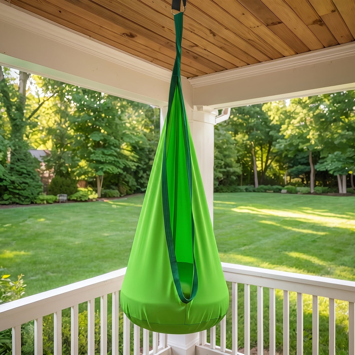 Hanging Hammock Chair with Inflatable Pillow & Storage Pocket – Indoor Outdoor Swing Chair, Max Load 264 lbs, Woven Nylon, Includes Straps & Screws, 4 Colors Available