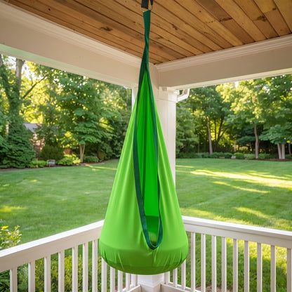 Hanging Hammock Chair with Inflatable Pillow & Storage Pocket – Indoor Outdoor Swing Chair, Max Load 264 lbs, Woven Nylon, Includes Straps & Screws, 4 Colors Available
