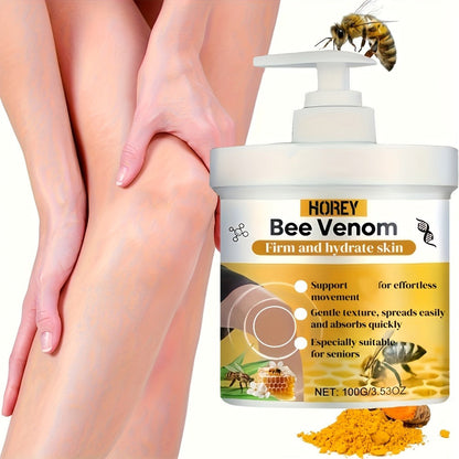 Bee Venom Massage Cream 100g with Turmeric & Arnica – Skin Tightening Deep Moisturizing Firming Body Lotion, Anti-Aging Hydrating Cream for All Skin Types, Women & Men