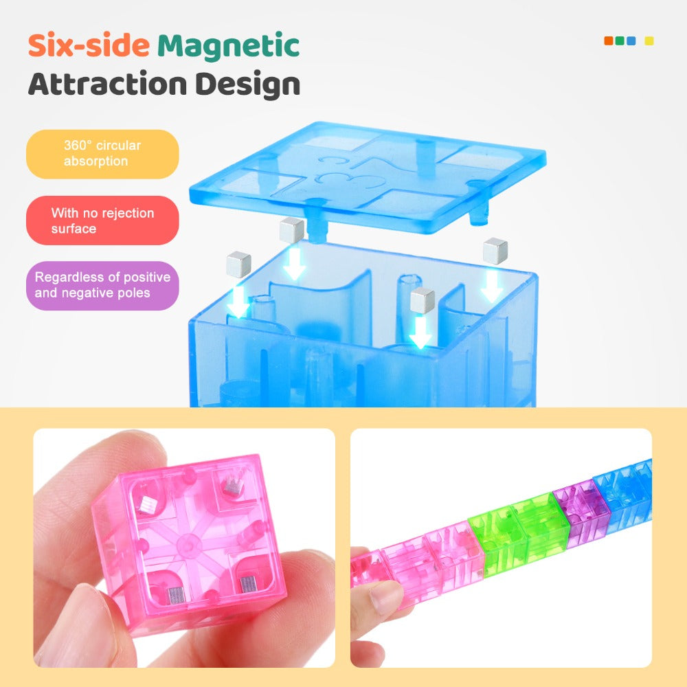 Magnetic Building Blocks 100pcs Colorful Transparent Cube Construction Set – Creative STEM Physics Learning Toy for Boys & Girls, Best Christmas & Birthday Gift for Kids Ages 3+