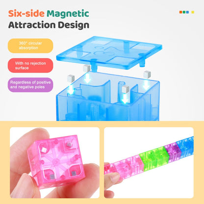 Magnetic Building Blocks 100pcs Colorful Transparent Cube Construction Set – Creative STEM Physics Learning Toy for Boys & Girls, Best Christmas & Birthday Gift for Kids Ages 3+
