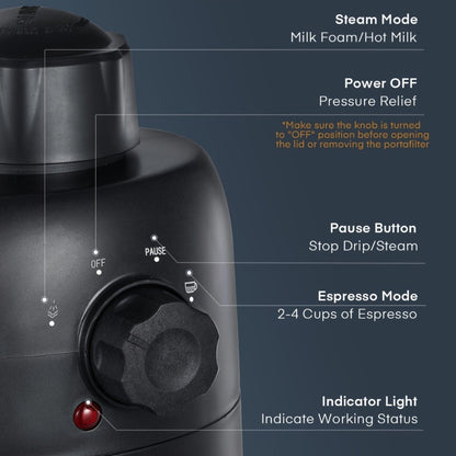 Espresso Machine 3.5 Bar Steam 4 Cup Cappuccino & Latte Maker with Milk Frother – Stainless Steel One-Touch Home Coffee Machine for Espresso, Cappuccino & Latte, Black