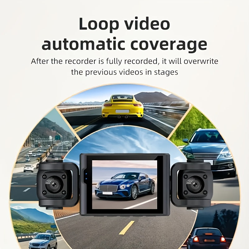 360° 3/4-Lens WIFI FHD 1080P Dash Cam for Cars, 1080P Front And 720P Left/Right/Rear Camera, Wide-Angle, Adjustable Lens, Audio, Loop Recording, G-Sensor, Enhanced Night Vision And Motion Detection - Free 64GB Memory Card for Extended Recording