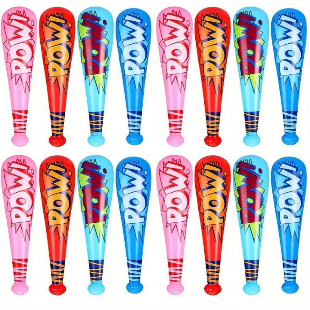 Inflatable Baseball Bat Cheering Sticks 16 Pcs Colorful Cartoon Party Props for Independence Day 4th of July Sports Events Outdoor Celebrations Birthday Party Favors