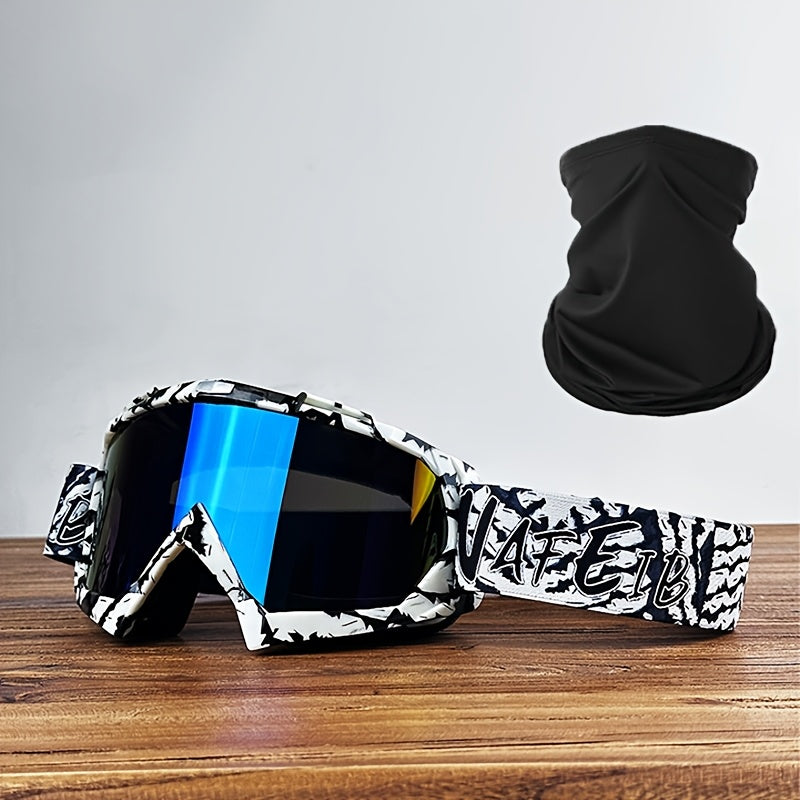 Ski Goggles with Headband – Mirror Coating Polycarbonate Lens, TPU Frame, Adjustable Thick Foam Pad, Anti-Fog Snow Goggles for Adults, 30+ Color Options for Skiing & Snowboarding