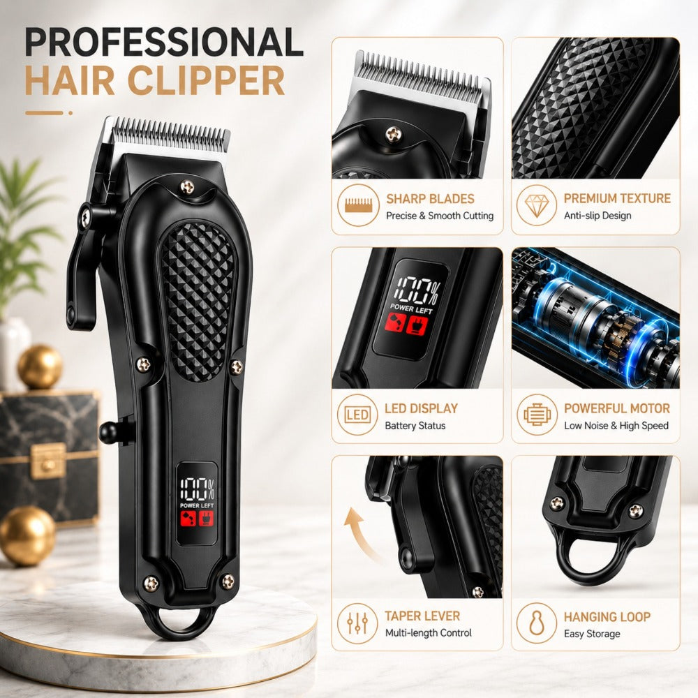 Electric Grooming Kit for Men with LCD Display - Cordless Rechargeable Hair Clipper & Trimmer Set, Home Travel & Car Use, Gift for Husband Boyfriend Dad, Black Blue