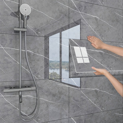 Marble Pattern Wall Stickers Vinyl Decals Oversized Glam Style Self Adhesive High Gloss Removable Wallpaper for Kitchen Bathroom Living Room Office Home Decor 20 40 Pieces Multiple Colors