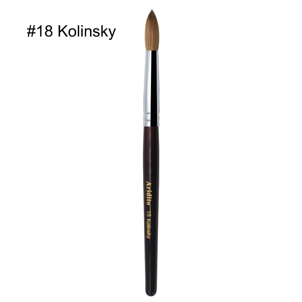 Kolinsky Acrylic Nail Brush Round Head Red Wine Wooden Handle – Professional Brush for Acrylic Extension Nail Art Sculpting & Manicure, Sizes #8 #10 #12 #14 #16 #18, Salon & Home Use