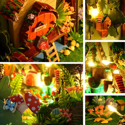 DIY Book Nook Kit Miniature Tiny House Model – Multicolor Bookshelf Insert Home Decoration Craft Set No Battery or Glue Needed, Creative Gift for Book Lovers Teens & Adults Ages 14+ Christmas Birthday