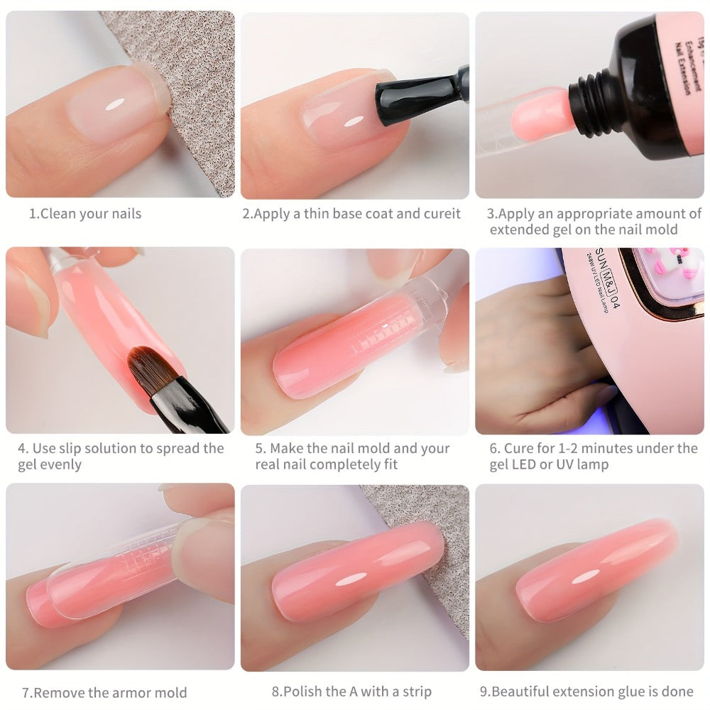 Poly Gel Nail Extension Kit 12pcs 3D Modeling Sculpting Gel – Semi-Permanent Resin Strengthener, Transparent Color Gel, Long-Lasting Acrylic Alternative for Beginner Salon DIY Nail Art Women
