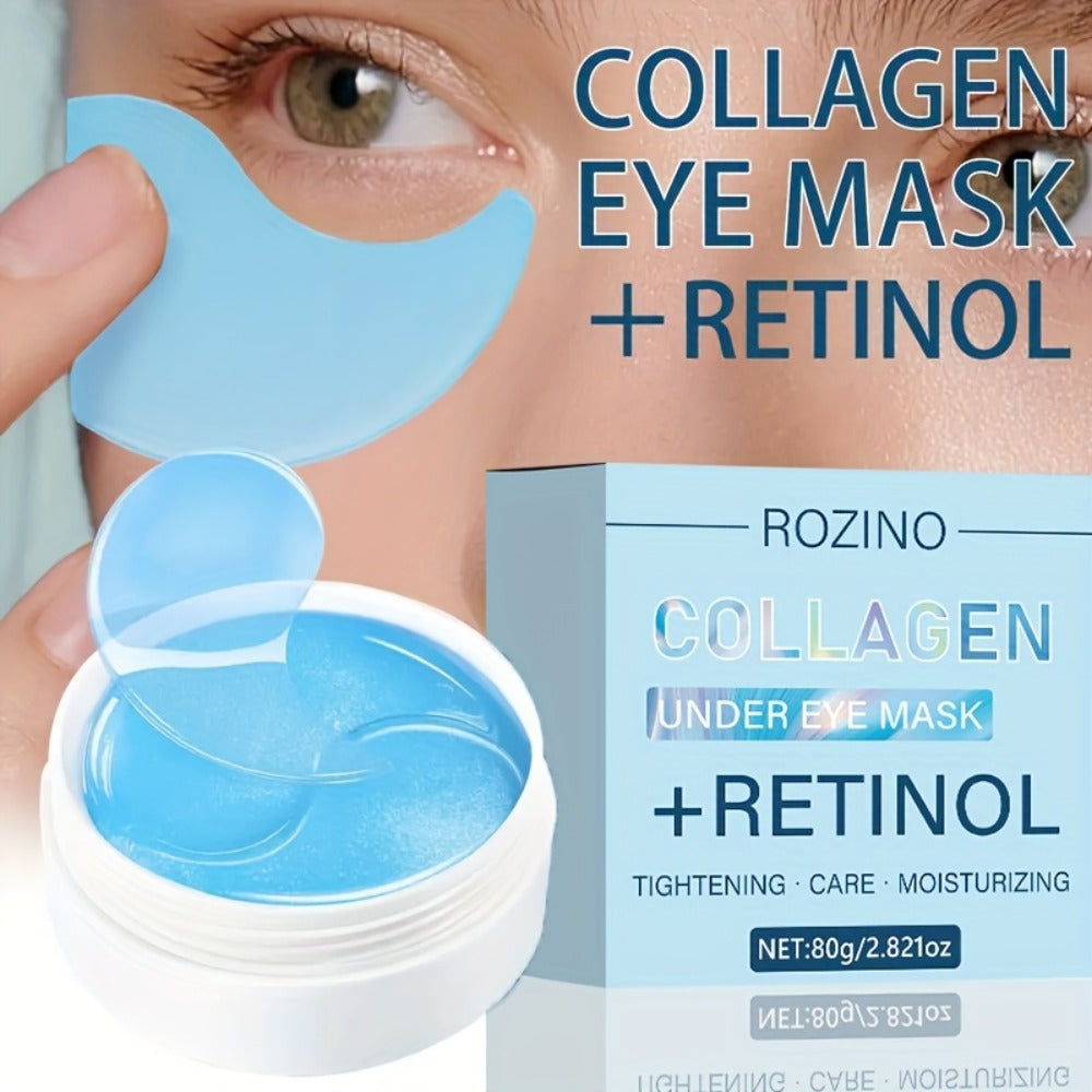 Retinol Collagen Eye Mask 60pcs 80g – Firming Under Eye Patches for Dark Circles, Puffiness, Sagging & Fine Lines, Deep Moisturizing Anti-Aging Eye Pads Gift for Women All Skin Types