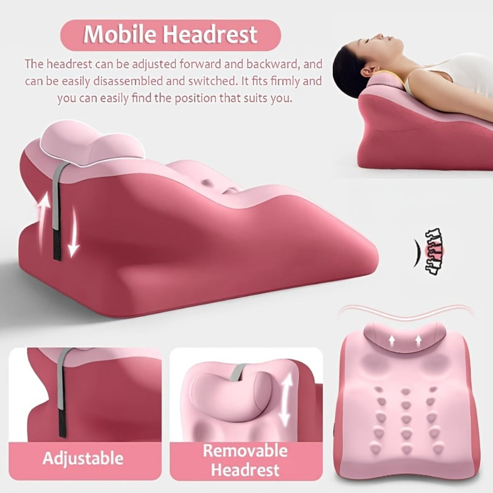 Memory Foam Pillow Ergonomic Support 2 Styles Multi-Functional Breathable for Side Sleeping Back Sleeping Prone Position Removable Washable Pillowcase Back Support