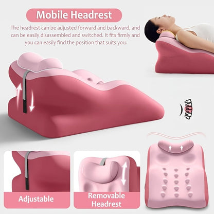 Memory Foam Pillow Ergonomic Support 2 Styles Multi-Functional Breathable for Side Sleeping Back Sleeping Prone Position Removable Washable Pillowcase Back Support