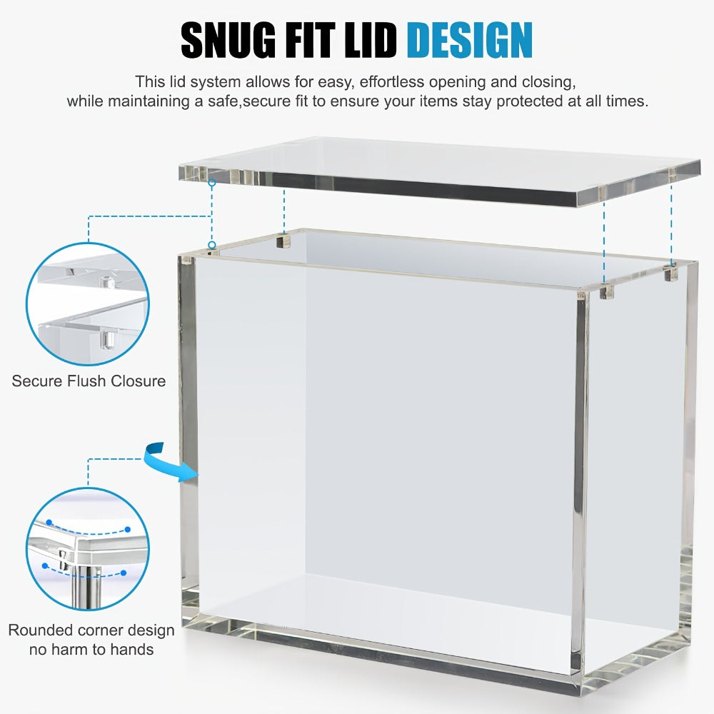 Pokemon Acrylic Display Case with UV Protection – 6MM Thick Crystal Clear Case for Booster Box & Elite Trainer Box, Self-Closing Cover, Polished Corners, Collector Gift