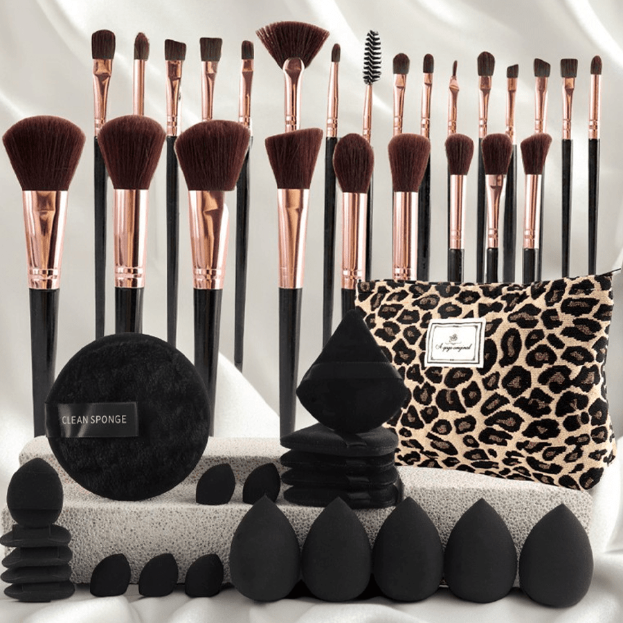 Super Soft Makeup Brush Set 23/44/47PCS with Stylish Bag - Concealer Contour Sponge Eyeshadow Blending Highlight Powder Brushes Wet Dry Use - Full-Size Beauty Kit for All Skin Types Gift for Women