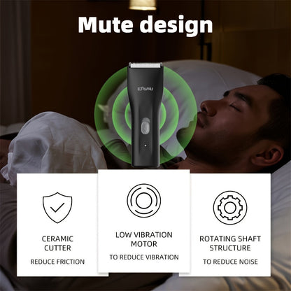 Ceramic Blade IPX7 Waterproof Ball Trimmer for Men Replaceable Head Electric Groin Pubic Body Hair Shaver LED Battery Display Safe Gentle Grooming Sensitive Areas Black Blue White