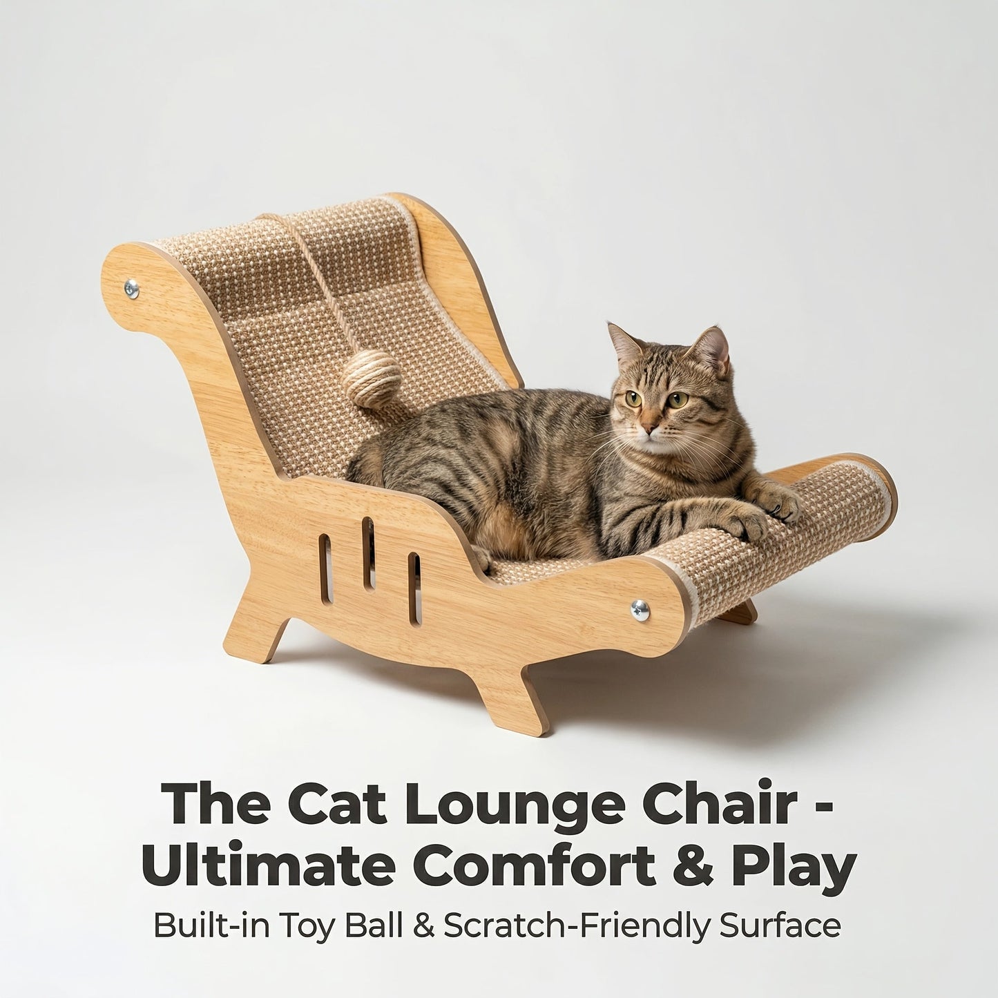 Cat Scratcher Lounge Pad Large Upgraded Sisal for Indoor Cats - Durable Stable Cat Furniture Scratch Board & Resting Mat, Combo Set Available with Leash & Collar