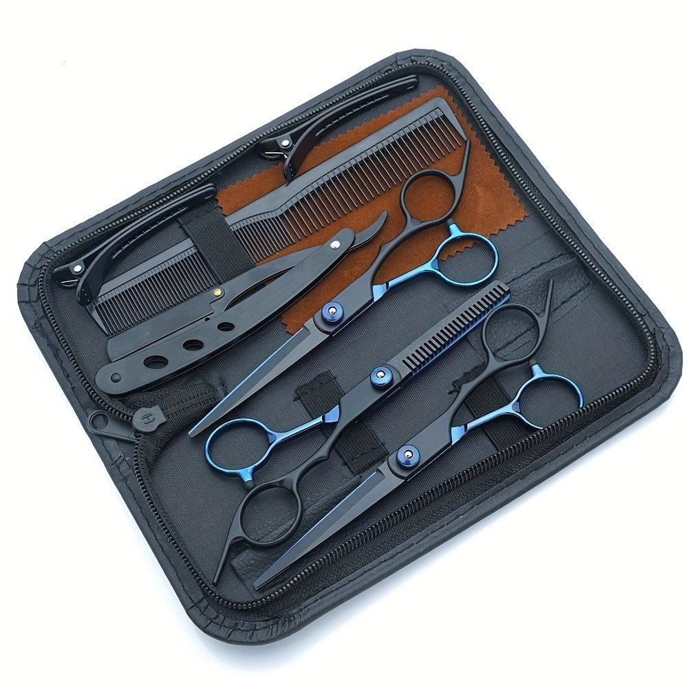 Hair Cutting Scissors Set 6 Inch Stainless Steel with Thinning Shears & Barber Comb – Colorful Professional Hairdressing Shears Kit for Men Women Salon Home