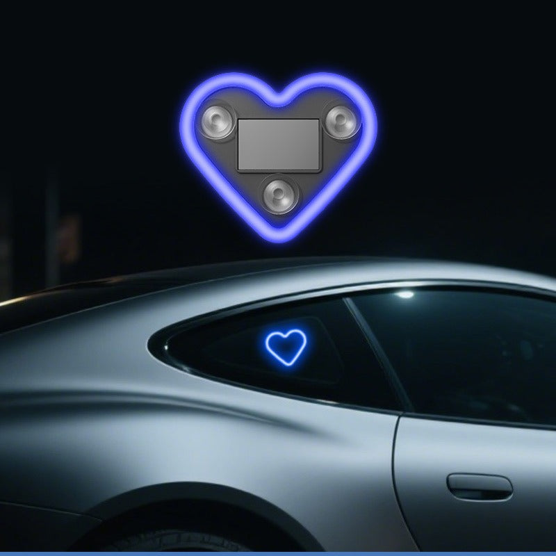 Set of 2 Car Interior Neon Heart Lights Available in Blue, Pink, Red, Ice Blue, Rechargeable Via Solar Or USB, Featuring 5 Lighting Modes, Perfect for Decorating Car Dashboards And Home Parties, an Ideal Gift for Couples During Halloween, Christmas