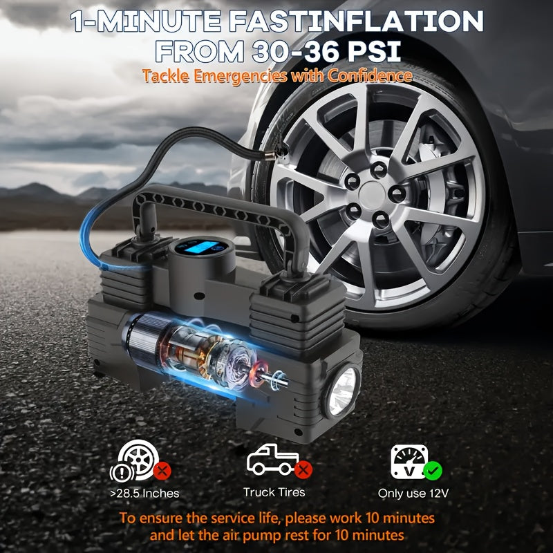 Portable Tire Inflator, 12V 150 PSI, Handheld Pump with Digital Pressure Gauge, for Car, Motorcycle, Bicycle, Balls, And Sports Equipment, Cars, Inflatable Mats, Swimming Rings, Kayaks, Without Battery