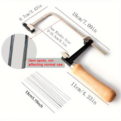 Hand Saw Kit with 12 Blades – Adjustable Jewelry Making Saw Frame, Multi-Function Manual Cutting Tool for Wood, Metal, Stone & Craft DIY Projects