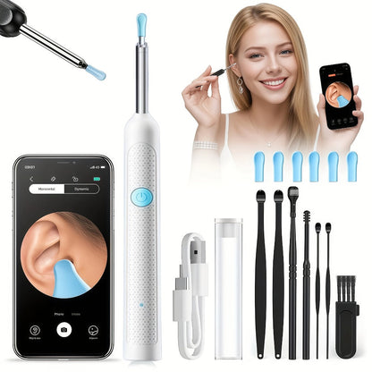 Visual Ear Pick Set 7-Piece Earwax Removal Tool with Camera and Light – Ear Pick Covers Included, Compatible with All Smartphones, Safe Home Ear Cleaning Kit for Adults