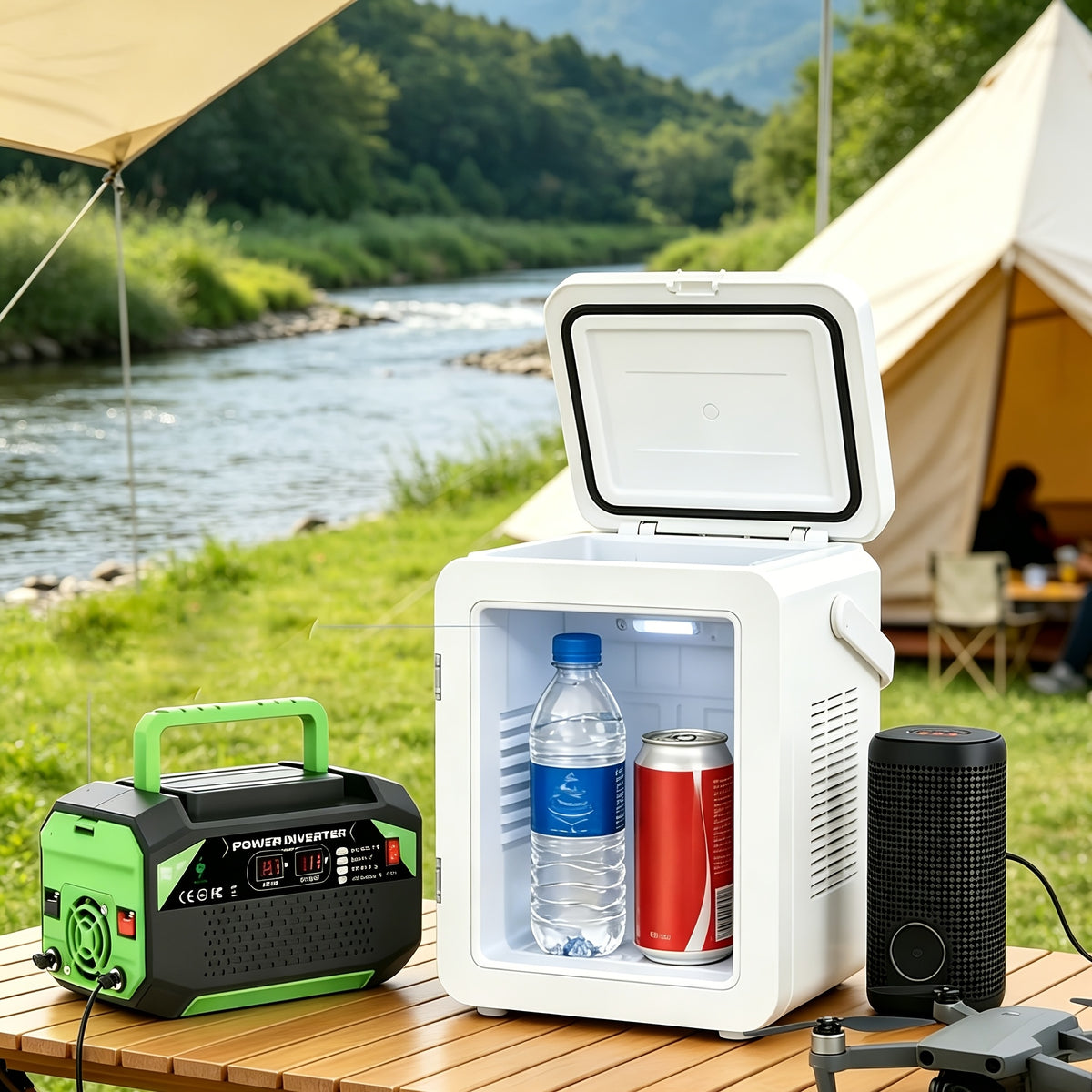1000/500W Portable Power Inverter 12V DC to 110V AC Converter Featuring Stable Output And A Rugged, Durable Design Comes Without A Battery And Is Equipped with An LCD Display 2 Universal Outlets 2 USB Ports 2 Type-C Ports Home Outdoor RV Camping Use