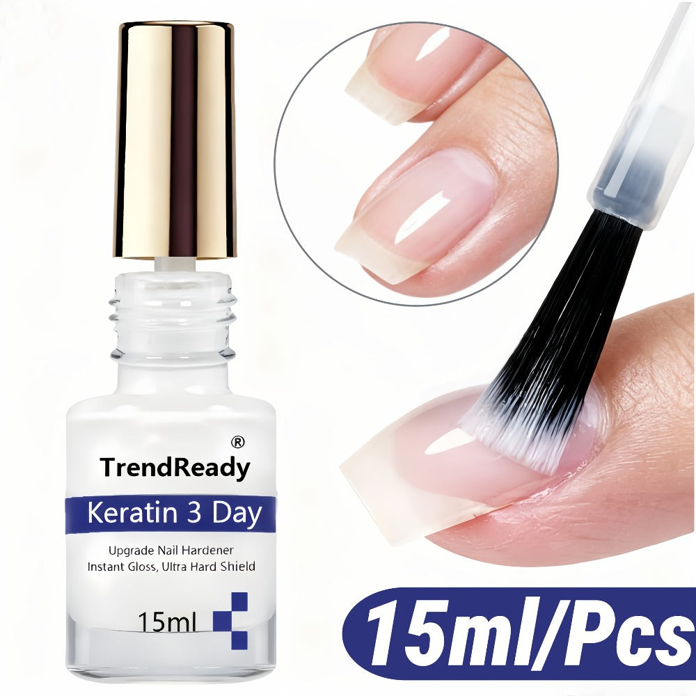 Vitamin E Nail Strengthener Oil 2 Pack 4-in-1 Keratin Protein Hardener for Weak Splitting Brittle Nails Alcohol-Free Fast Dry Daily Nail Care Treatment Manicure Prep Set 2x15ml