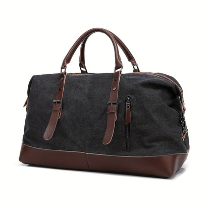 Canvas Weekender Bag Large Capacity Travel Duffel Overnight Bag Zipper Canvas Holdall Tote Satchel Handbag for Men Women Black Navy Army Green Coffee Grey