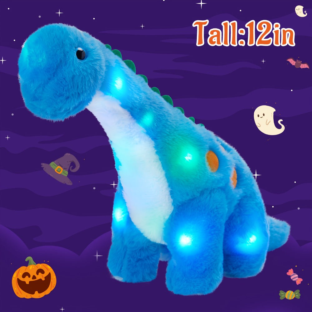 Dinosaur Stuffed Animal Plush Glowing Blue Dino with Music LED Light Up Soft Toy Glow in the Dark Birthday Gift for Kids Boys Girls Dinosaur Lovers