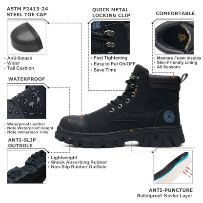 Men's Work & Safety Boots - Steel Toe Protection & Non-Slip Sole 601317