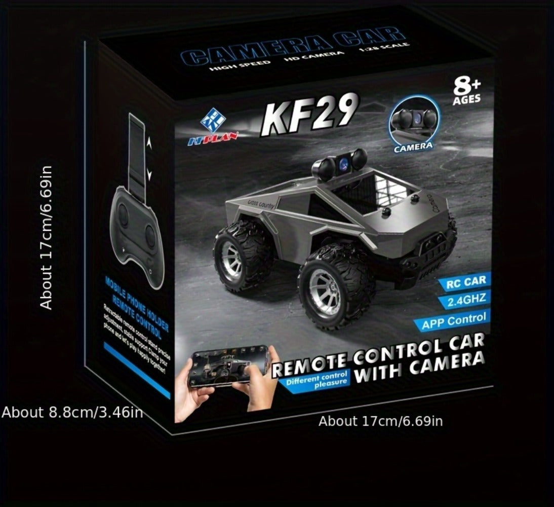 RC Off-Road Pickup Truck 1:28 Scale with 480P HD Camera | 2.4GHz App Control & Virtual Reality Function | 2 Rechargeable Batteries | Monster Truck Toy for Adults Kids