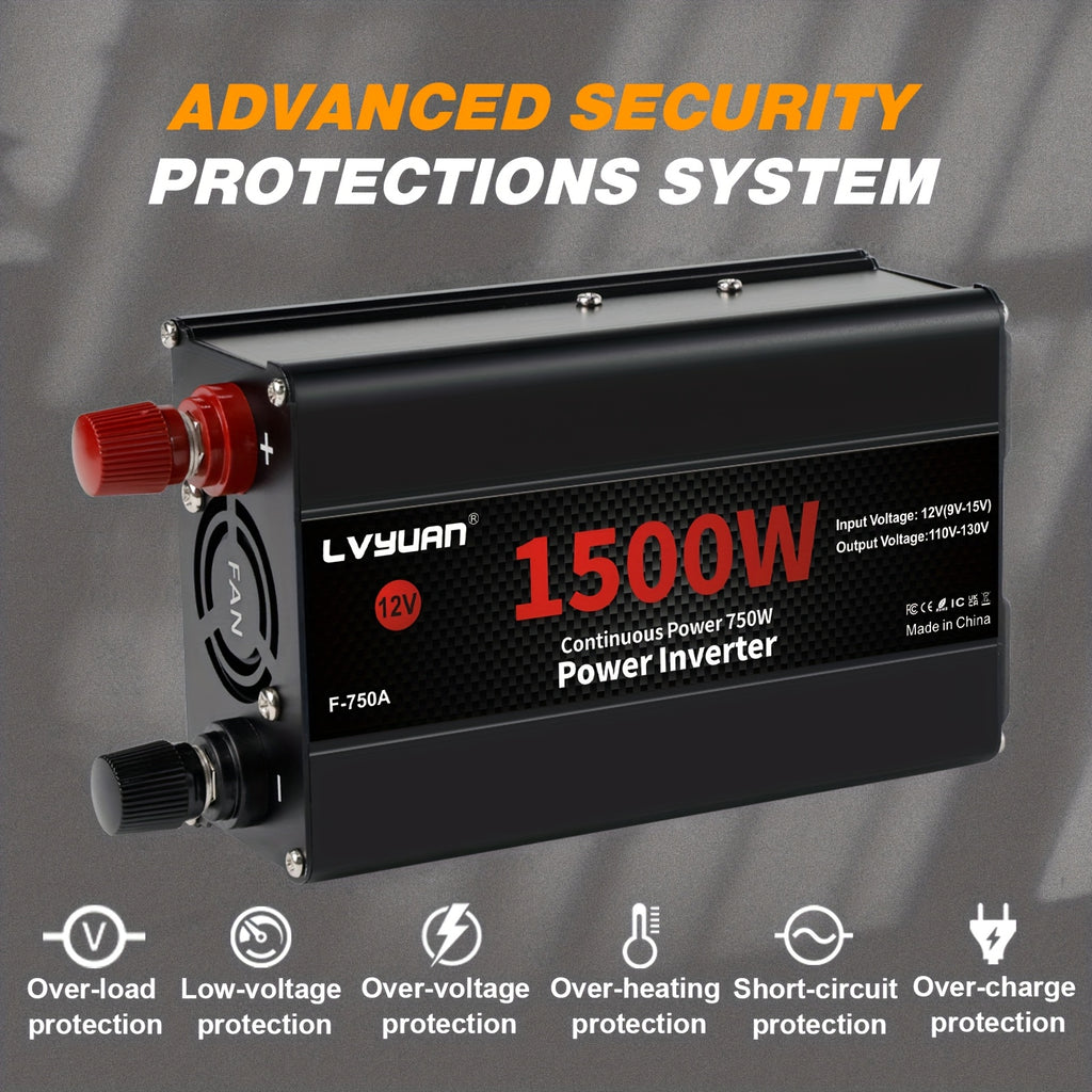 LVYUAN Car Power Inverter 600W/4000 Watt 12V To 110V With 4 AC Outlets, LCD Display, Wireless Remote Control, Car Power Inverter For Car, RV, Truck, Off Grid Solar System, Camping 24V Car Accessories, Without Battery