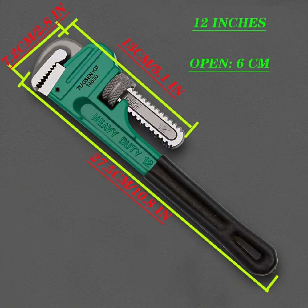 Pipe Wrench Professional Heavy Duty - 8", 12" & 18" CR-V Alloy Steel Plumbing Wrench, Non-Slip Ergonomic Handle, 1500 lbs Torque, Fits 1/2"-4" Pipes, for Plumbing, Automotive & Industrial Use