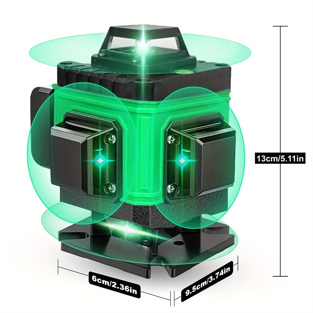 16-Line 4D Laser Level 360° Self-Leveling Cross Line Laser with Rechargeable Battery – Professional Rotary Laser for Construction, Tiling, Framing & Interior Alignment