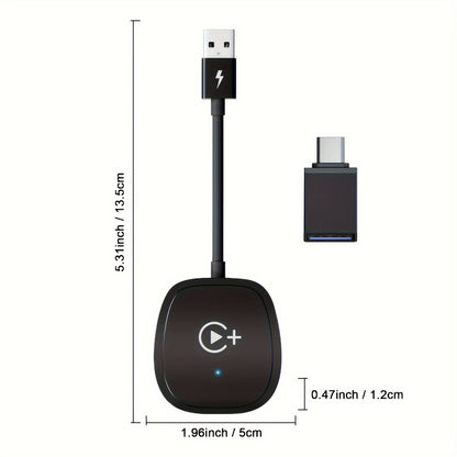 Wireless CarPlay Adapter & Android Auto Dongle – Plug & Play, Stream Video Music Navigation Calls, iPhone iOS 10+ & Android Compatible
