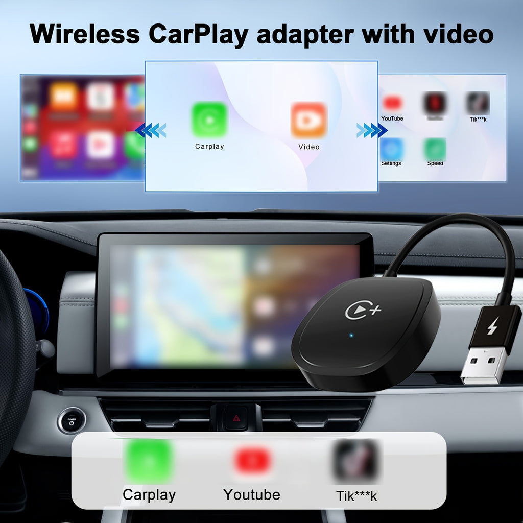 Wireless Carplay Adapter, 2.4G Wireless And 5Ghz Wifi Dual Band, Supports Netflix, Youtube, And Streaming, for OEM Wired Carplay to Wireless Adapter, for 2016 And Above Cars And Ios 10+ Phones
