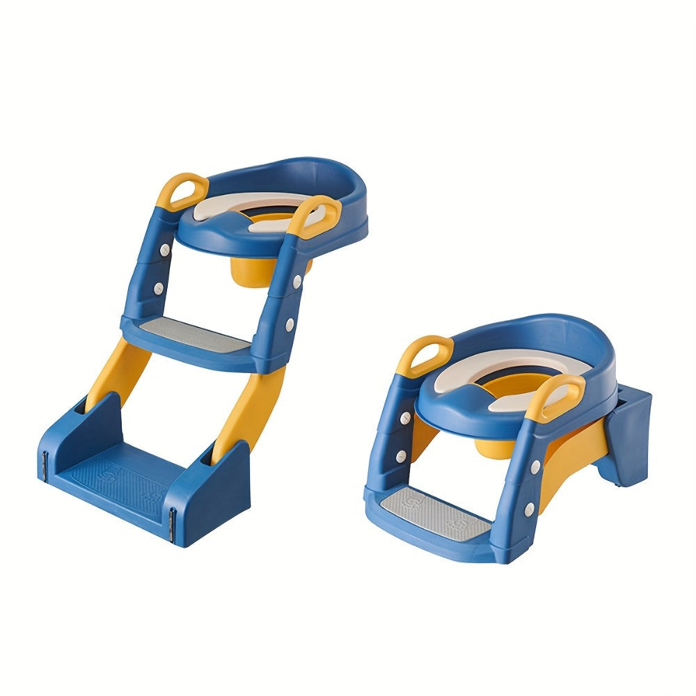 Potty Training Toilet Seat with Ladder – 2-in-1 Toddler Toilet Seat & Step Stool, Foldable Kids Potty Chair with Anti-Slip Pad, Splash Guard & Wide Double Pedal, for Boys & Girls