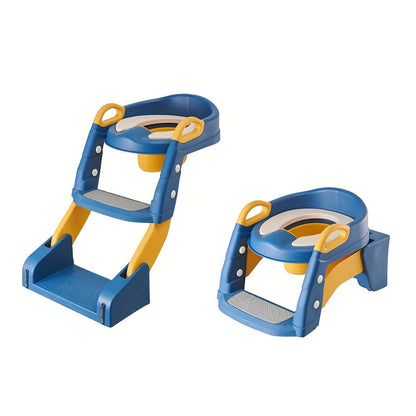 Potty Training Toilet Seat with Ladder – 2-in-1 Toddler Toilet Seat & Step Stool, Foldable Kids Potty Chair with Anti-Slip Pad, Splash Guard & Wide Double Pedal, for Boys & Girls