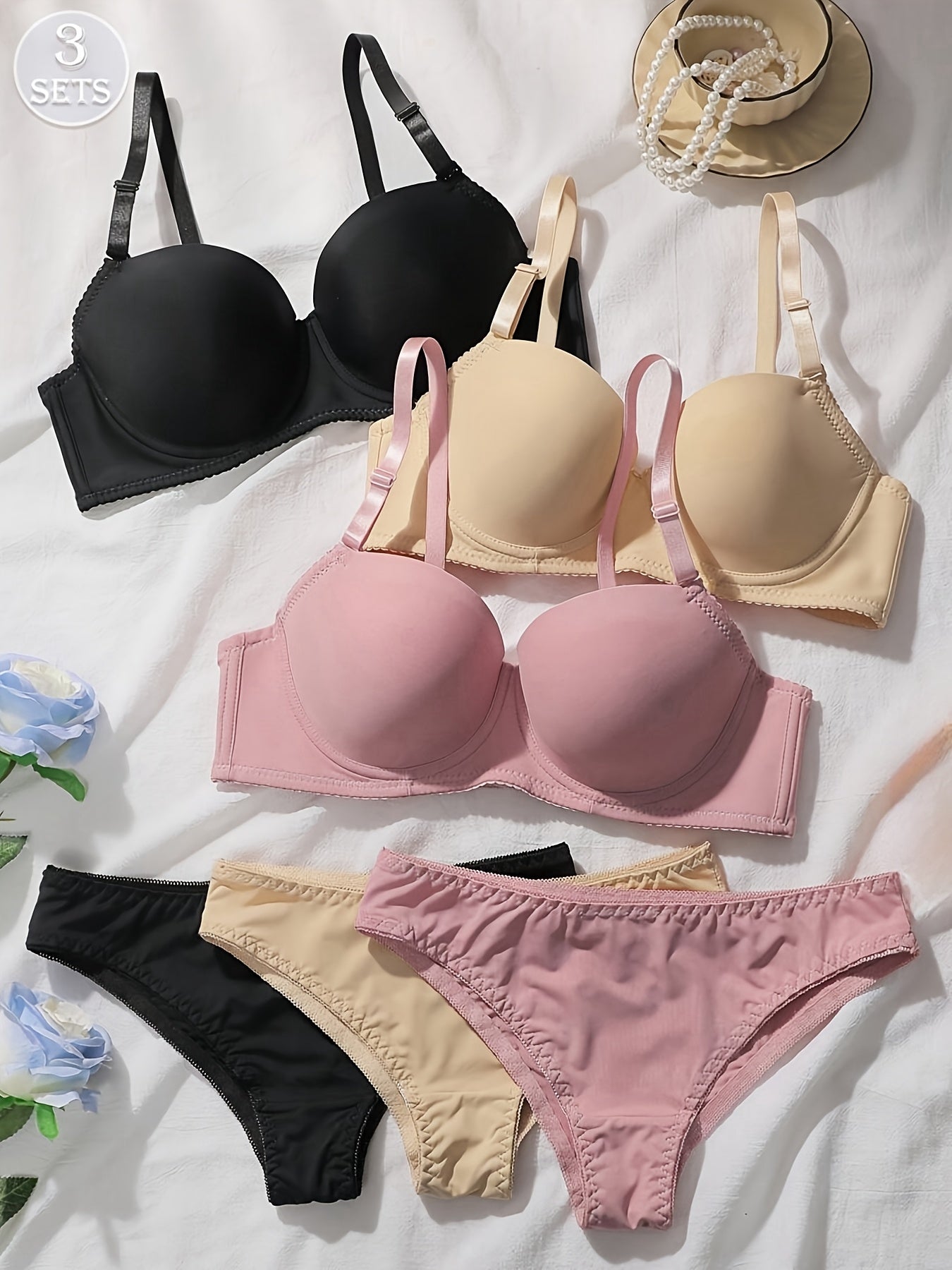 Men’s 3-Pack Women's Lingerie Set - Breathable Daily Comfort