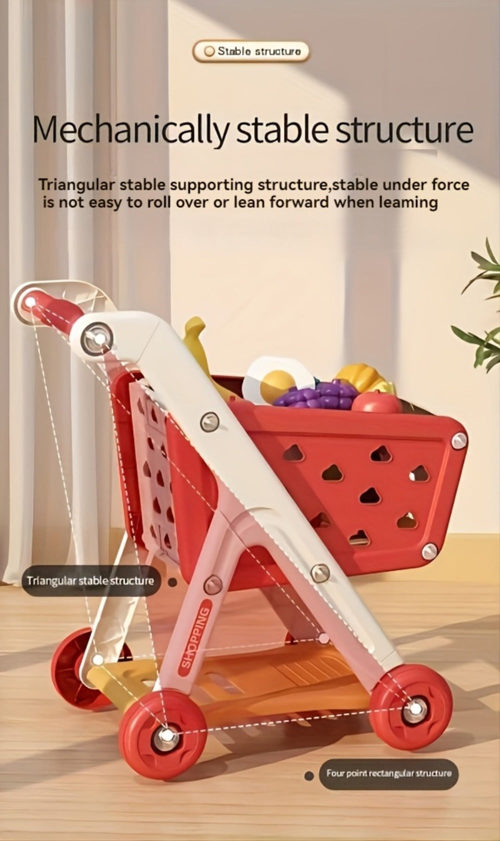 Kids Pretend Play Shopping Cart Toy Set with Realistic Food & Grocery Accessories – Supermarket Role Play for Toddlers Girls Boys Ages 3+, Blue, Birthday Christmas Gift