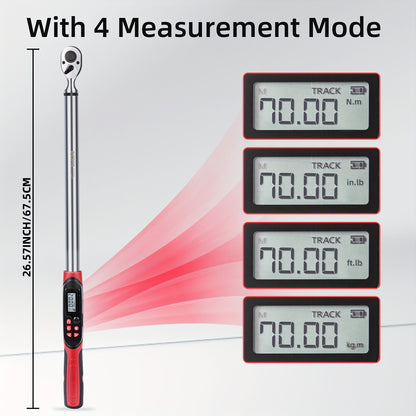 1/2, 3/8 Inch Drive Digital Torque Wrench, 17-340 Nm (12.5-250.8 Ft-Lb), 6.8-135 Nm (5.02-99.57 Ft-Lb), Electric Torque Wrench with Buzzer And LED, Preset Values And Data Storage, for Bike/Motorcycle/Auto Repairs, Plus And Minus 2% Accuracy