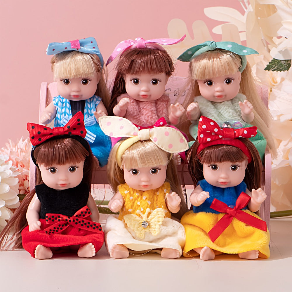 Mini Fashion Dolls 6 Pack 4 Inch Collectible Doll Set with Stylable Hair Rotatable Limbs & Cute Outfits – 6 Unique Dolls in Gift-Ready Box, Toy for Girls Ages 3+ Birthday Christmas Party Favor