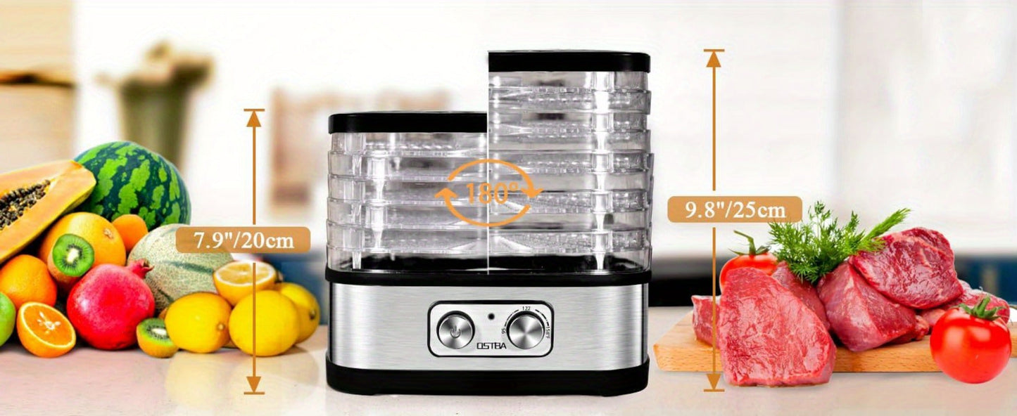 Food Dehydrator 240W with Temperature Control | BPA-Free Dishwasher-Safe Trays, Electric Food Dryer for Jerky, Fruits, Herbs & Vegetables, Recipe Book Included – 5-Tray & 8-Tray Options