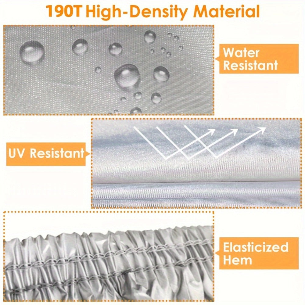 Full Car Cover 3-Layer 190T Waterproof All-Weather UV Snow Dust Protection with Reflective Strips – Silver, XL & XXL, Indoor Outdoor Universal Fit Sedan SUV