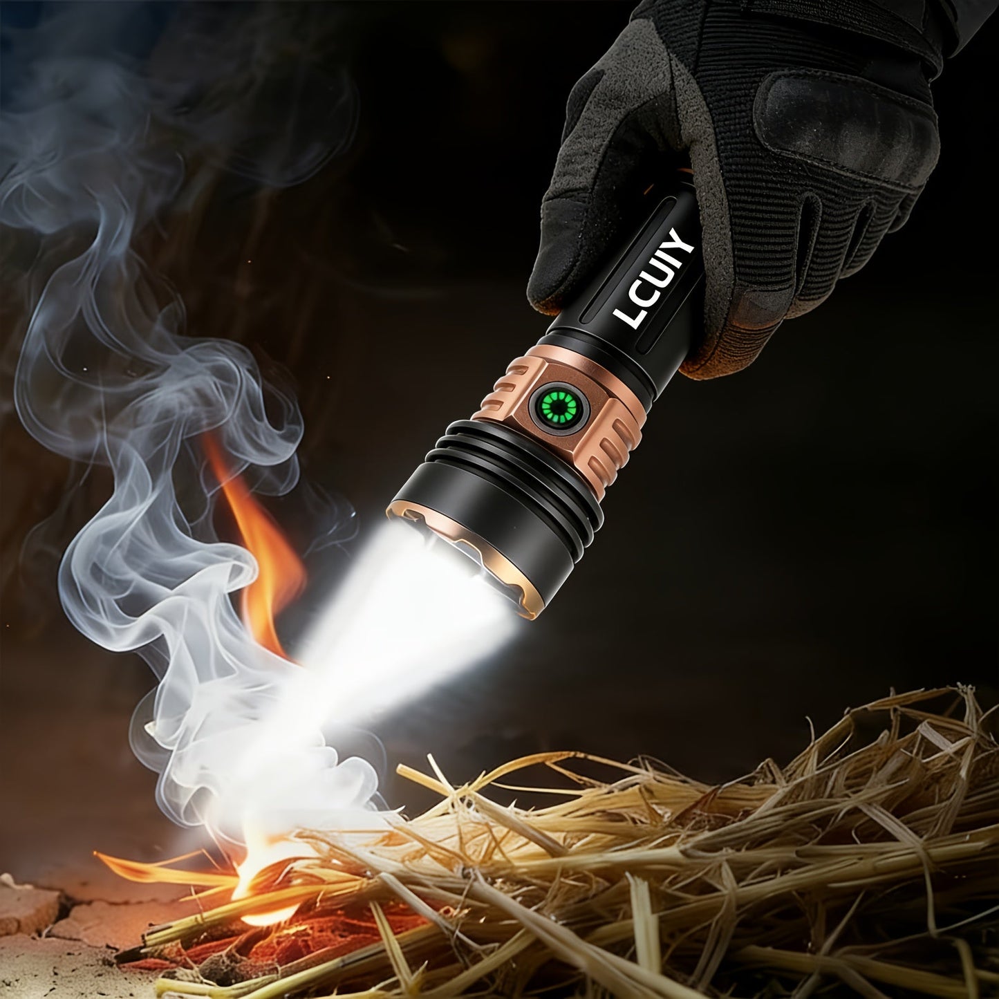 Fire Starter Flashlight with Fresnel Lens – 4500 Lumens Rechargeable Aluminum Alloy Ignition Torch, 1000M Long Range, 6 Modes Tactical Adjustable Beam for Wilderness Survival, Camping, Fishing & Emergency
