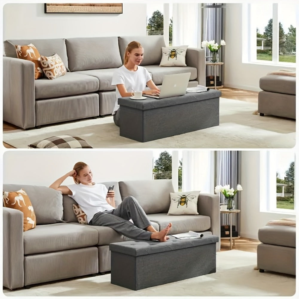 43-Inch Foldable Ottoman with Padded Seat for Comfortable Everyday Seating detail image - detail view 16