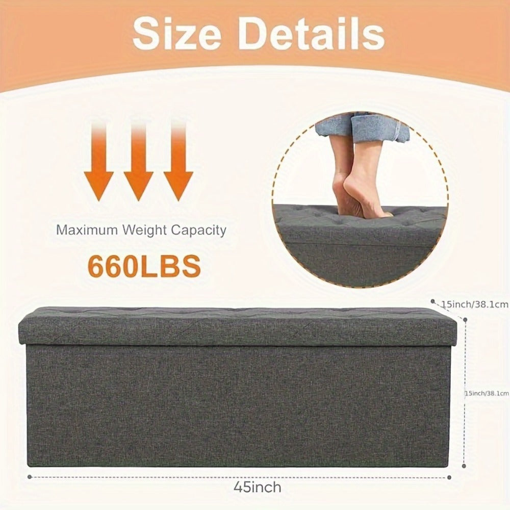 43-Inch Foldable Ottoman with Padded Seat for Comfortable Everyday Seating detail image - detail view 19